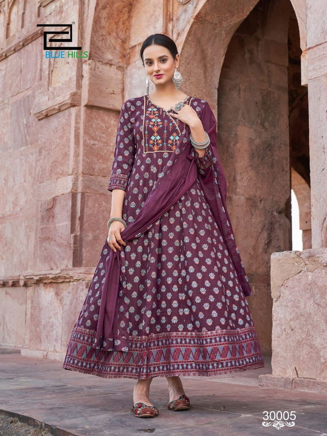 Glamour Vol 30 By Blue Hills Long Anarkali Kurtis With Dupatta
